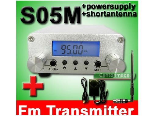 0.5w fm transmitter + short antenna + power supply